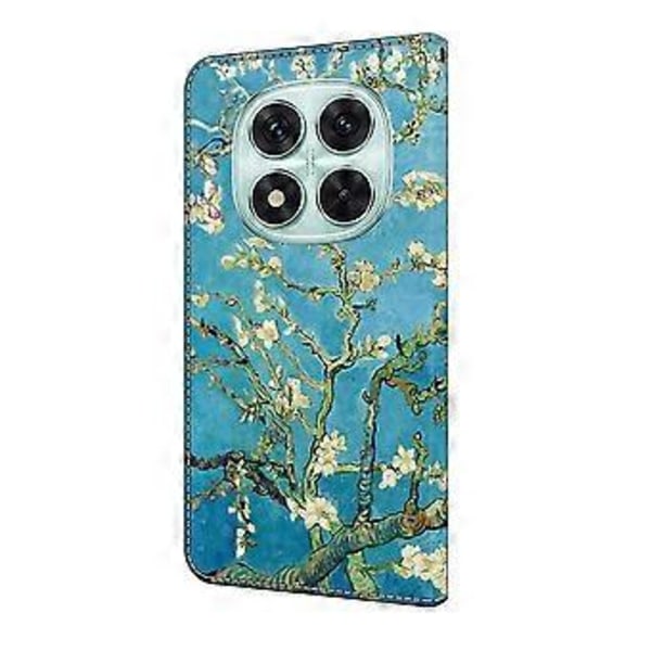 For Xiaomi Redmi Note 14 Pro 5G Lærveske Mønstertrykk Lommebok Stativ Flip Telefondeksel Apricot Blossom