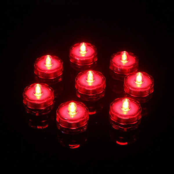12st Super Bright Dränkbar Vattentät - Mini Led värmeljus (plommon) Rött ljus