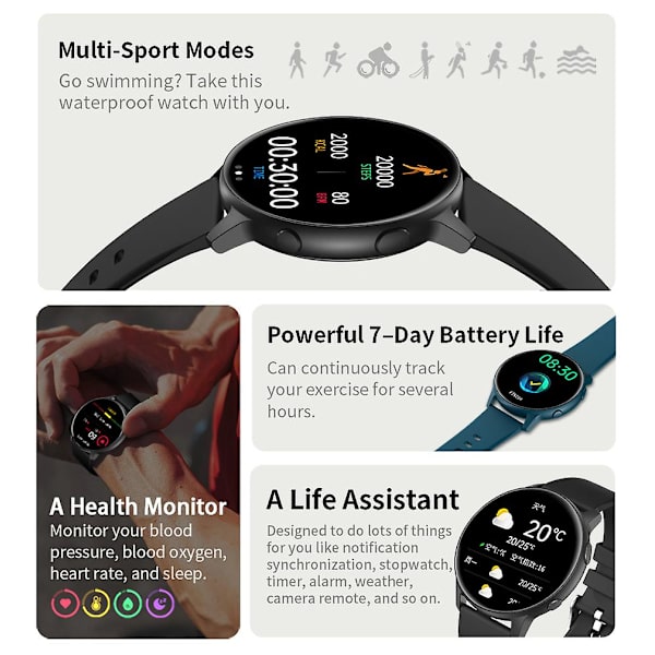 Mx1 Smart Watch Hjärtfrekvens Blodsyre Armband (Rosa)