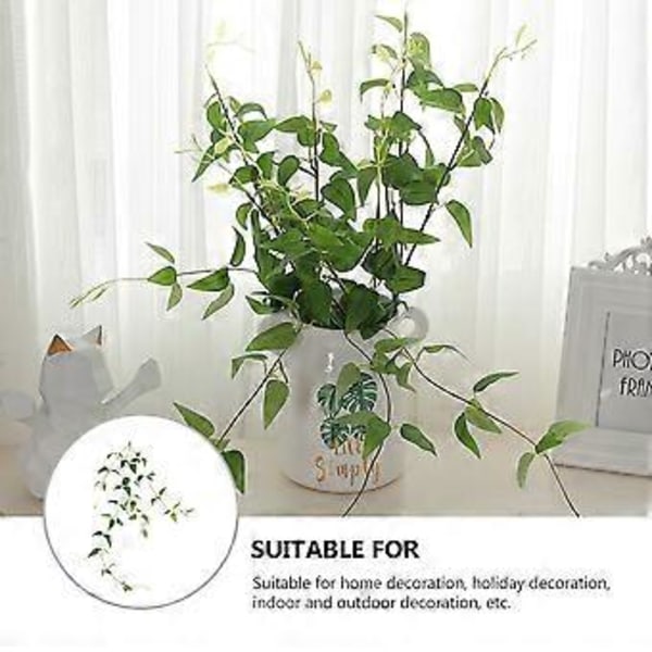 1 stk. Kunstig Klematis Rattan Pynt Simuleret Plante til Boligindretning (Grøn)