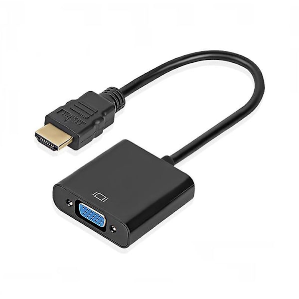 Hdmi til VGA-adapter med lyd, guldbelagt 1080p HDMI-han til VGA-hun videokonverter til computer, stationær, bærbar, pc, skærm, projektor, hdtv, chromeb