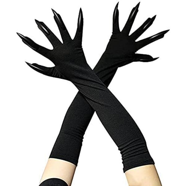 1 sæt Halloween Sostume Paw Handsker Lange Negle Sorte Fest Handsker
