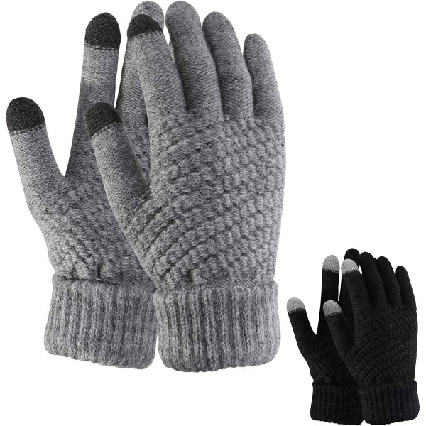 2 par vinterstickade handskar för kvinnor, varma handskar för par, Tou