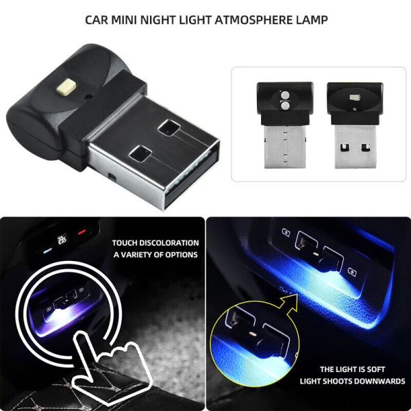 1 ST Mini LED USB Bil Interiörljus Neon Atmosphere Ambient Lam
