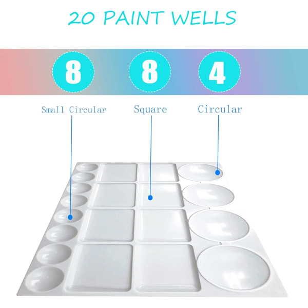 2 Pack Paint Tray Palettes, 13" x 10" Skill Art 20 Well Watercolo