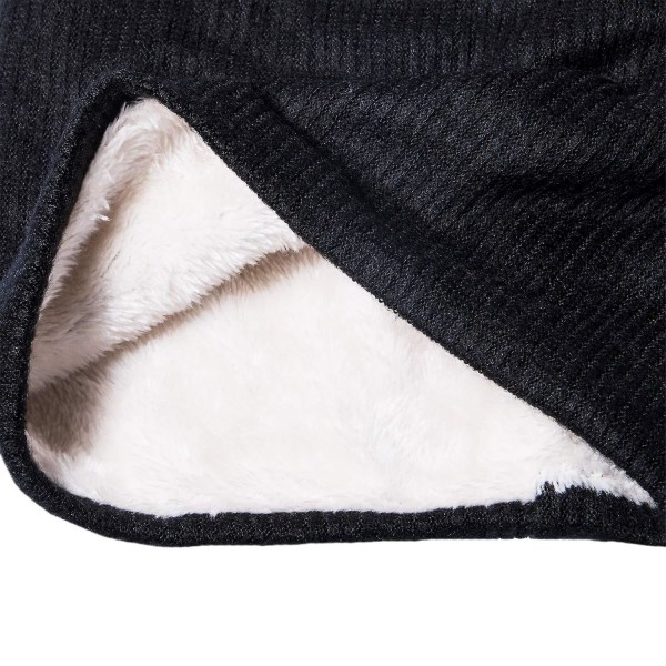 Skjerf Vinter Dobbeltlags Halsvarmer Strikket Fleece Foret Sirkel Loop Vindtett Tykke Skjerf Gaver Til Kvinner Menn（Svart）