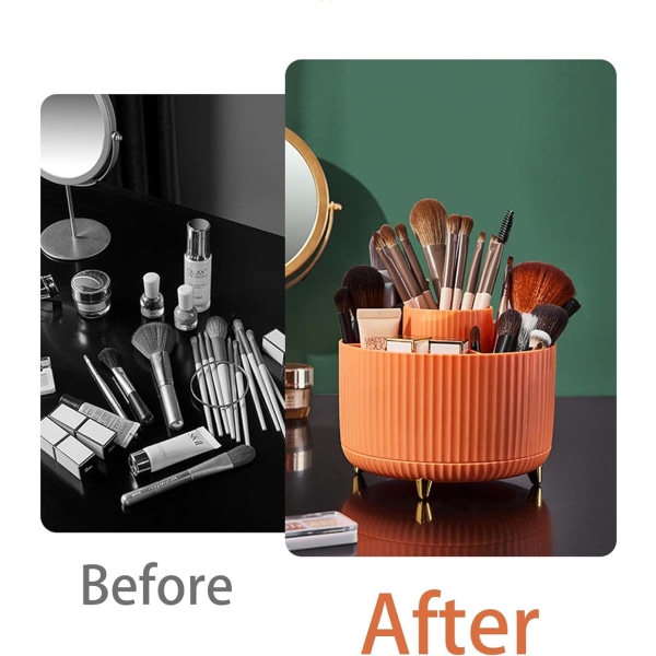 Swivel Brush Holder - Orange, Makeup Brush Storage, 360 Degree Sw