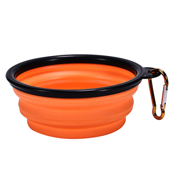 Collapsible Dog Bowl 2 Pieces Yellow Silicone Travel Bowl with Carabiner Portable Dog Bowl with Lid Suitable for Walking Hiking and Camping