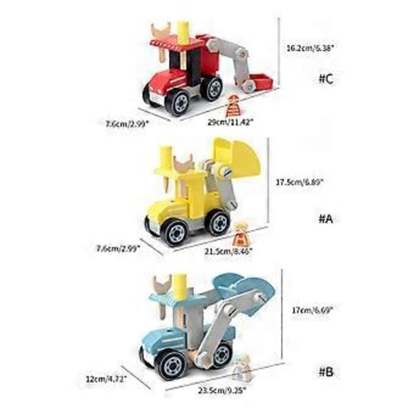 Skrue Monteringssimulering Bil Ingeniørkjøretøy Tre Simulering Ingeniørkjøretøy for Gutter Jenter DIY Modell Leketøy fire truck
