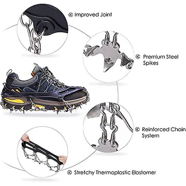 Crampons Ice Cleats For Shoes And Boots, 19 Teeth Claws Micro Spikes Footwear Ice Traction System, M(36-40)