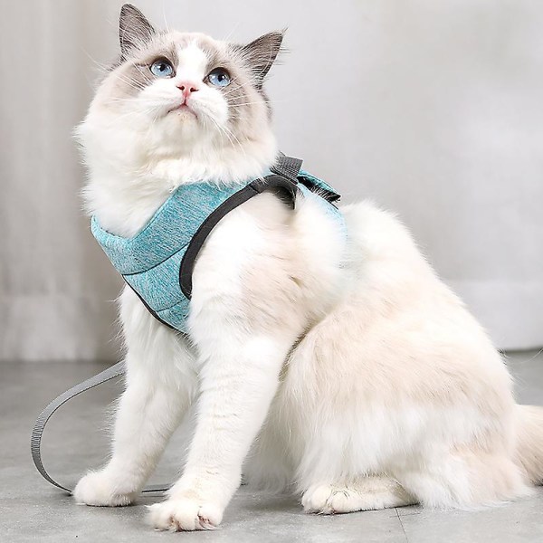 Cat Harness And Leash For Walking, Escape Proof Soft Adjustable Vest Harnesses For Cats S Green