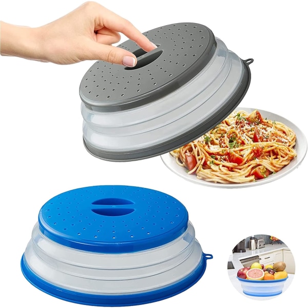 Microwave Collapsible Lid, 2 Pieces Collapsible Microwave Cover,