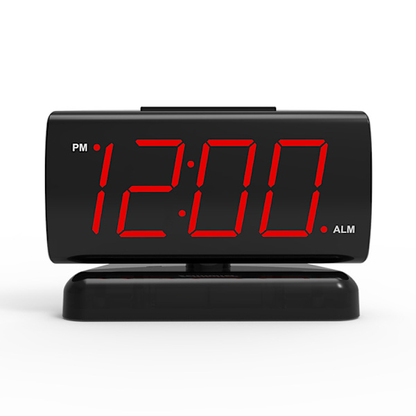 Digital väckarklocka med vridbar bas, röd LED-display, stora siffror