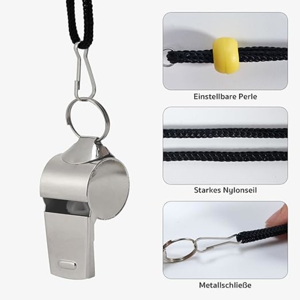 2-pakning rustfritt stål sportslanyard, perfekt høye lyder, referanse