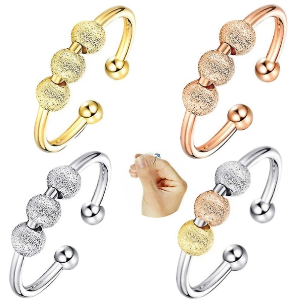 Spinner Fidget Beads Ringar Dam Flickor Ångestringar Lindrar stress Ringar i rostfritt stål Vridbar fritt Ring