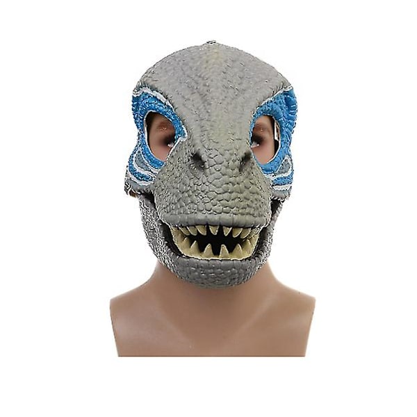 Dinosaurmaske med åpningsbar kjeve, øye- og neseåpninger og sikker stropp