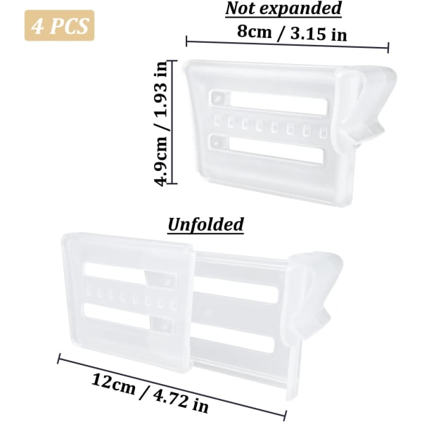 4 stk kjøleskapsdelere, justerbar kjøleskapsorganisator