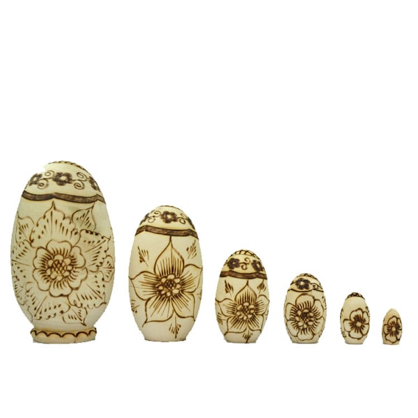 Matryoshka Tredre Dukke i Tre - Håndmalt Eggformet Matte