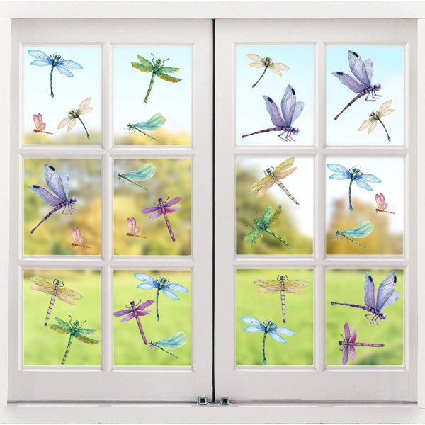 8 Window Clings - Fantastiska dekorativa Dragonfly Static Clings - S