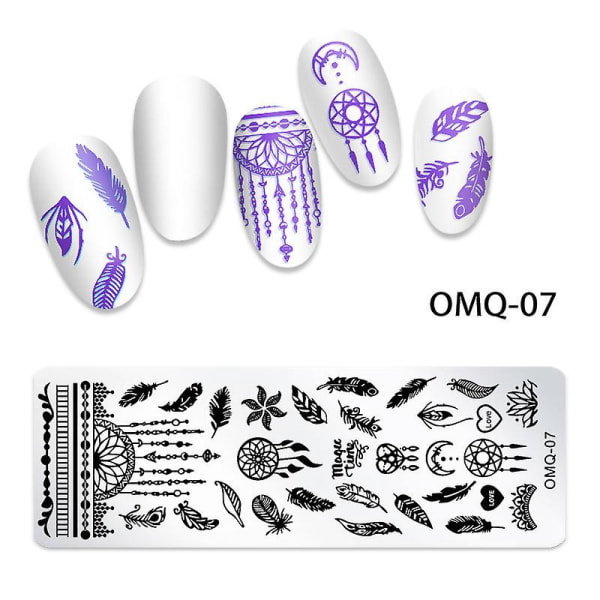 Nagelstämpelplatta Stämpelmall Nagelbildplatta Stencil Diy Tryck Rostfritt Stål Verktyg（OMQ07）