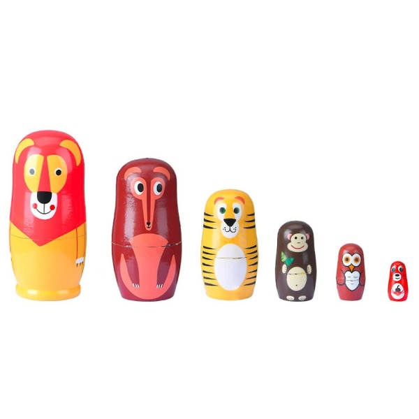 Söta rävdockor Nesting Dolls Matryoshka docka Handgjorda trädockor för barn Jul födelsedagspresent, set med 6