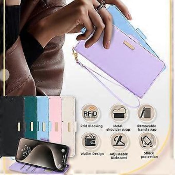 Plånboksfodral för Motorola Edge 40 Neo 5G RFID-skydd PU Läder Telefonskal med Remmar Style F
