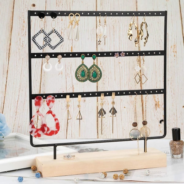 Smyckesställ, örhängehållare, örhängeställ, örhängehållare, smyckeshållare, smyckeförvaring med solid metall（svart）