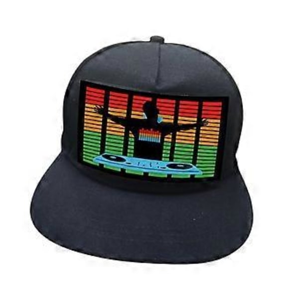 Blinkende LED-hatte Lydaktiveret Hip-hop Snap Lukning Lysende Solhat Peaked Cap til Fester Vandreture Indendørs Sceneoptræden (Type C)
