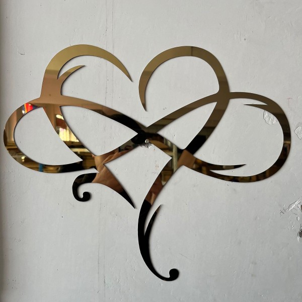 Infinity Heart Metall Väggdekor, Art Eternal Love Infinite Heart Unik Infinity Heart Väggdekor, 30*25 Cm（30*25cm Guld）