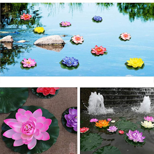7 stk. Kunstige Flydende Skum Lotus Blomster Dam Planter Lotus Liljer Til Bryllup Akvarier Dekoration