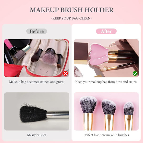 3-pak makeupbørstebeskyttere, hjerteformet genanvendelig silikone makeup