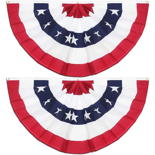 Plisserad fanflagga (2 delar set), 3x6ft American Flag Bunting, USA