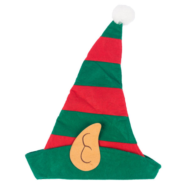 Elf hat, red and green, with ears, one size