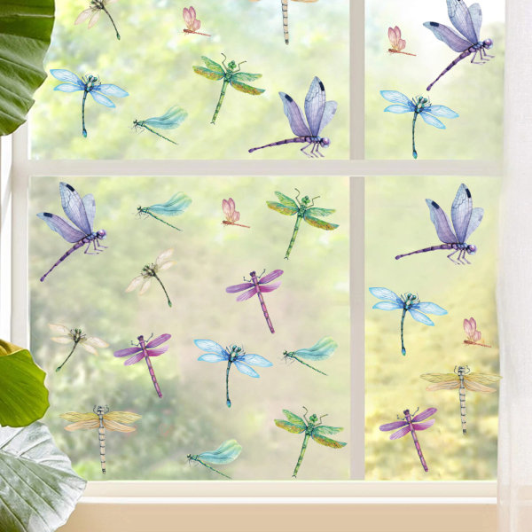 8 Window Clings - Fantastiska dekorativa Dragonfly Static Clings - S