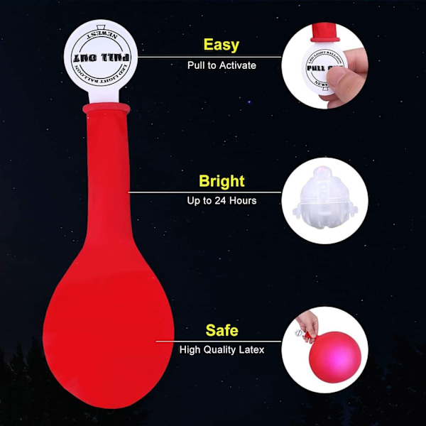 40-pack LED-ljusballonger, festtillbehör, lyser i mörkret, neonfesttillbehör, lång standbytid i 8-24 timmar