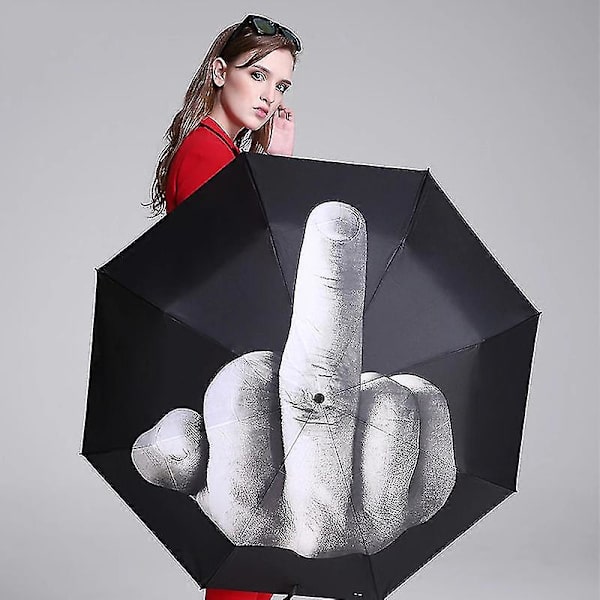 Cool Middle Finger Paraply Regn Kvinnor Paraply Män Vindtät Fällbar Parasol