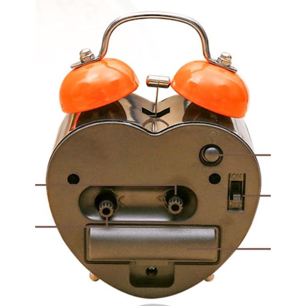 Analog vekkerklokke på batteri for soverom hjerteformet