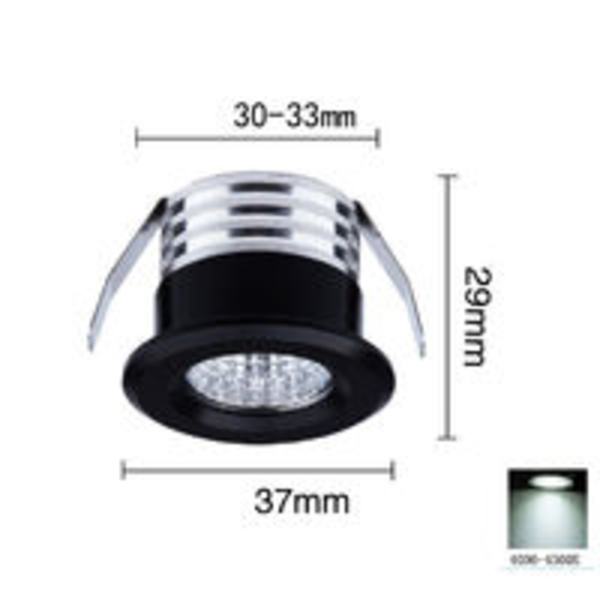 Sæt med 4 mini LED-indbygnings spotlights, 3 W, Neutral lys sort