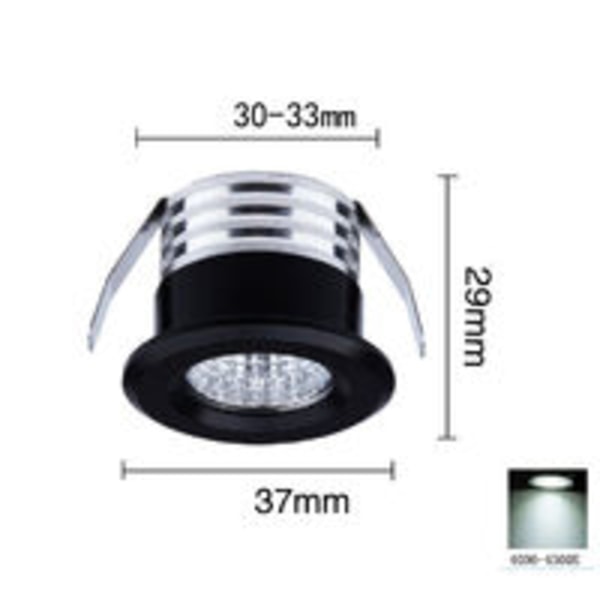 Set med 4 mini infällda LED-spotlights, 3 W, neutralt ljus svart
