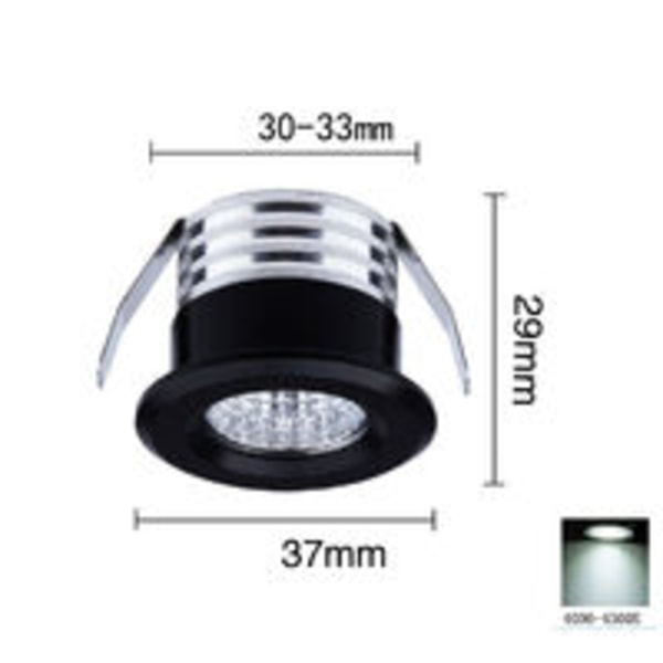 Sett med 4 mini LED-innfelte spotlights, 3 W, nøytralt lys svart