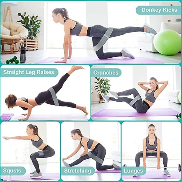 Halkfria motståndsband för rumpa och ben, robusta tygband för fitnessövningar, knäböj, gluteus, lårträning, S (L lila)