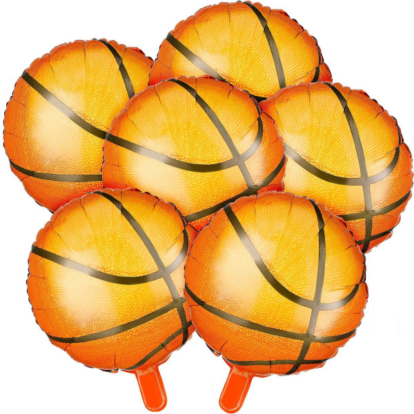 6 st set 18 tums basketballonger Festtillbehör Aluminiumfolieballong Sportfestballonger för födelsedagssporter