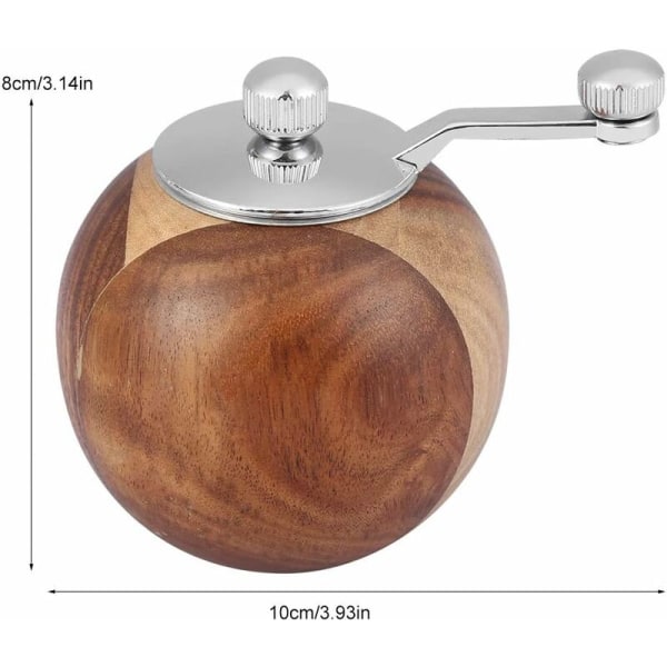 Manual Pepper Mill, Wooden Salt Grinder Round Spice Grinder Brown