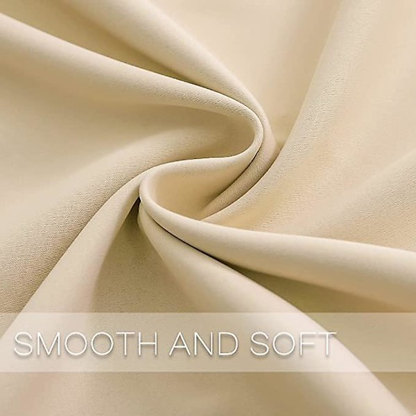 Solide mørkleggingsgardiner for soverom, termisk isolerte topphull, mørkleggingsgardiner for vinduer, 108*137cm, beige
