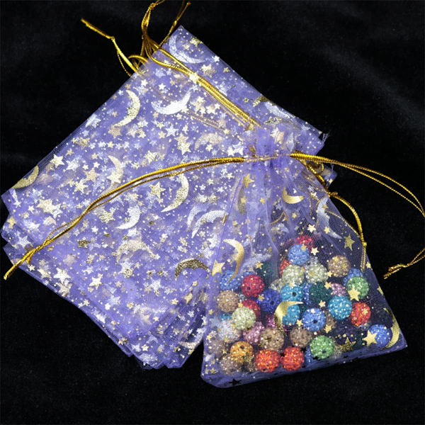 100 stk 9x12 cm/ 3,5 x 4,7 tommer smykkeposer lilla organza B