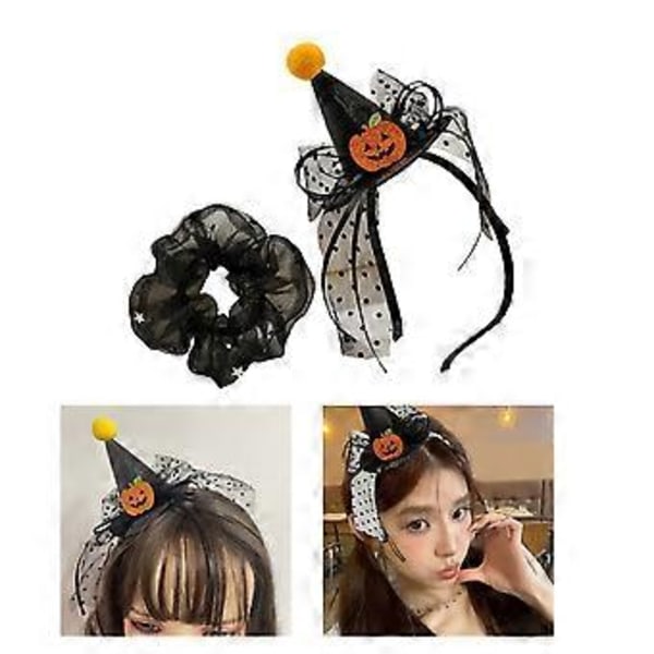 Halloween Söpö Tylli Hiuslenkki Panta Glitter Mini Kartiohattu Söpö Hiusklipsi Hiusvanne Poninhäntäpidike Valokuvarekvisiitta Musta