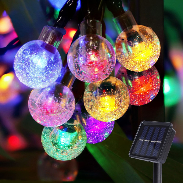 Solar String Lights, 60 LEDs 11M färg Crystal Balls Light, 8 Mod