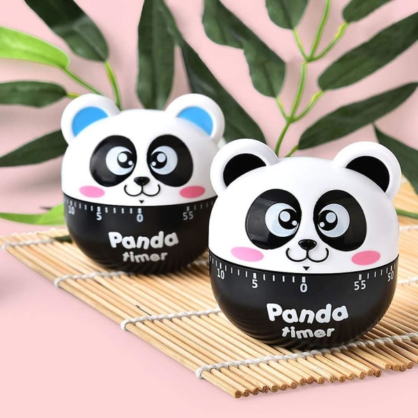 Kjøkken egg timer søt klasserom timer panda formet mekanisk kjøkken baking matlaging timer påminnelse 60 minutter（svart）