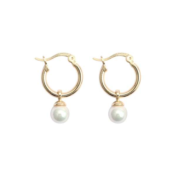 Simulerade Danlge Pearl 925 Sterling Silver Hoop Örhängen