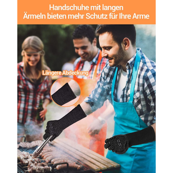 Grillhandskar, värmebeständiga ugnshandskar upp till 1472°F värmebeständighet